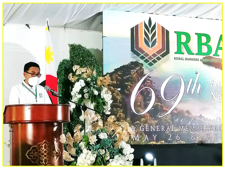 Rang-ay Bank President & CEO and RBAP Director Ives Jesus Nisce II introduced the Guest Speaker on the first day of the Convention.