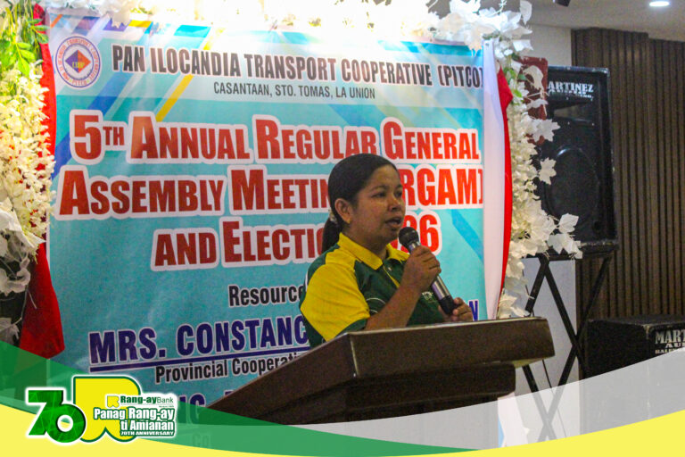 Rang-ay Bank conducted a product presentation for Pan Ilocandia Transport Cooperative (PITCO), based in Aringay, La Union. The presentors were Sr. Branch manager of Agoo, Marichu Pasag, together with Marketing officer Shakyla Atluna. Area Manager - South Joey Dingle and marketing team. 

The initiative highlighted the Bank's commitment empowering the transport sector by making relevant financial solutions more accessible.